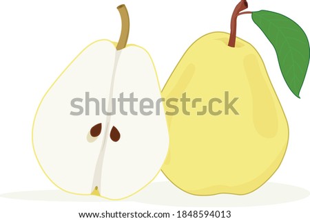 Pear and sliced pear vector graphics