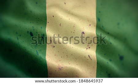 close up waving flag of Nigeria. flag symbols of Nigeria.