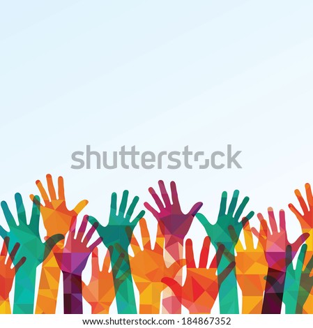 Vector background. colorful up hands Royalty-Free Stock Photo #184867352