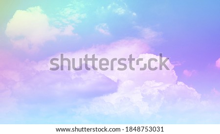 beauty soft purple and blue sweet pastel with fluffy clouds on sky. multi color rainbow image. abstract fantasy growing sweet light
