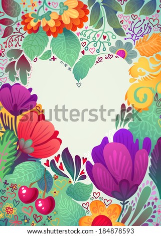 Romantic Summer and Mother's Day Spring ans Summer Greeting Card Heart Shape