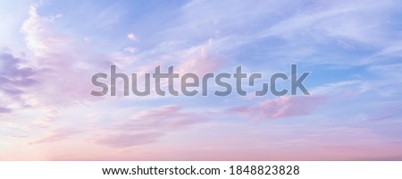 Pastel colored romantic sky. Extra large panoramic view, natural texture and background
