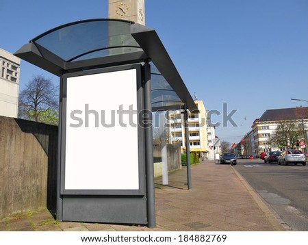 Empty billboard on bus stop