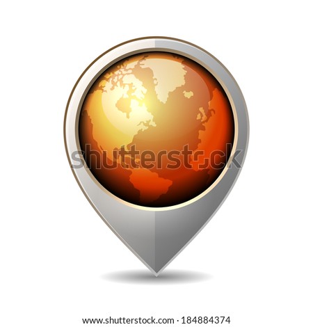 Map Pointer with Earth Globe Icon. Vector