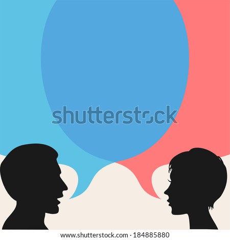 Dialog - Speech bubbles with two faces 