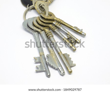 Key ring and keys isolated on white background