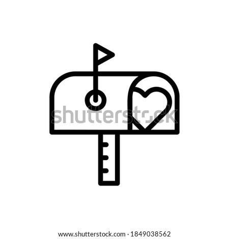 Mailbox (Valentine) Icon outline vector. Isolated on white background