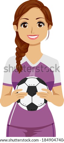 Illustration of a Teenage Girl Holding a Soccer Ball
