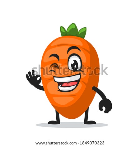 vector illustration of carrot character or mascot with nice hand