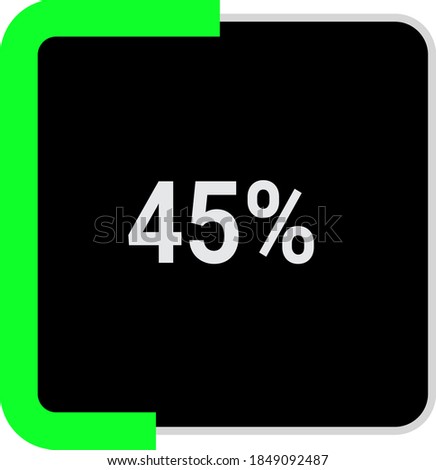 rectangle percentage diagram, meter showing 45%.ready-to-use for web design, user interface UI or infographic - indicator with black and light light green.