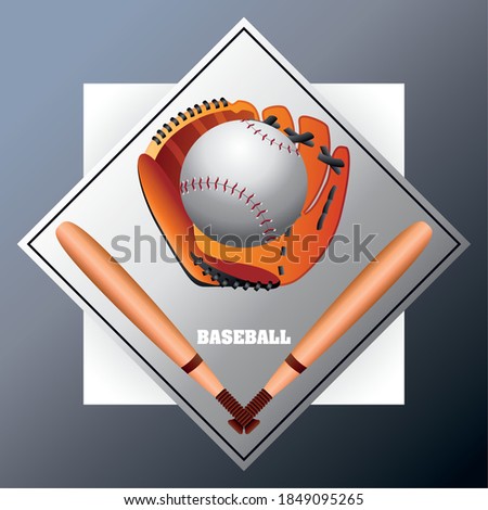 baseball bat glove ball sport equiment detailed design vector illustration