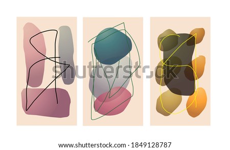 3 large sets of abstract art backgrounds with watercolor smudge elements vector, brushstroke textures decor with art acrylic poster design. Contemporary art wall decor.