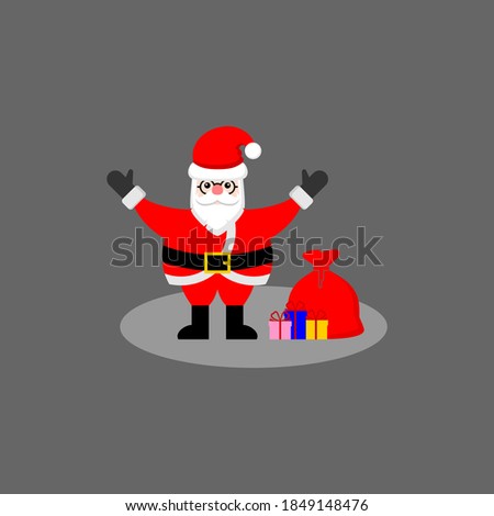 Happy santa claus cartoon mascot character waving hand drawing.  Vector illustration. EPS10