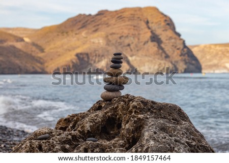 Set of rocks and small stones in Cabo de Gata beach in Almeria