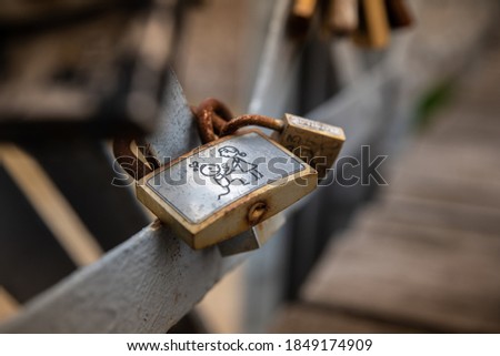 symbol of love caught on the bridge