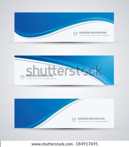 Abstract vector business background banner beautiful blue wave
