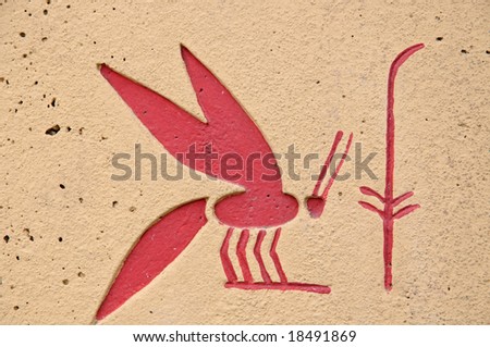 Ancient Egyptian hieroglyphics - replica on wall