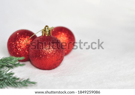 christmas decorations on white background copy space