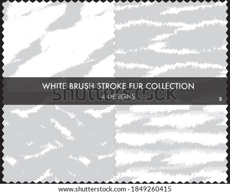 White Brush stroke fur collection includes 4 design swatches for fashion prints, homeware, graphics, backgrounds