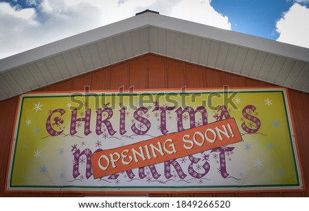 Christmas market opening soon sign