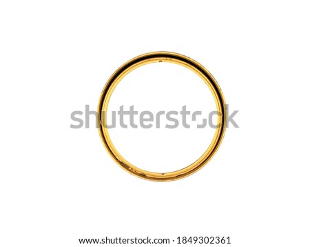 Old gold circle photo frame on the white background 