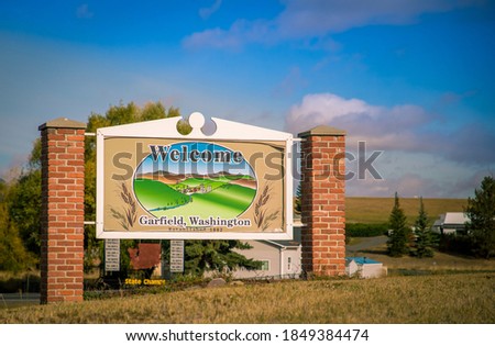 Welcome sign to Garfield Washington 