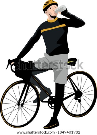 long distance cyclist in the road