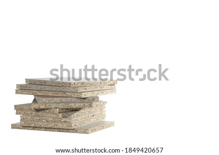 A lots of chipboard on white background