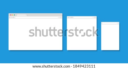 Browser window for different devices. Internet page mockup. Template web window. Royalty-Free Stock Photo #1849423111