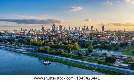 Warsaw city center aerial view Royalty-Free Stock Photo #1849423441