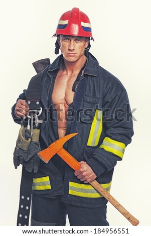 Portrait of sad fireman after fire