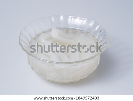 Thai dessert, sliced toddy palm in syrup Royalty-Free Stock Photo #1849572403