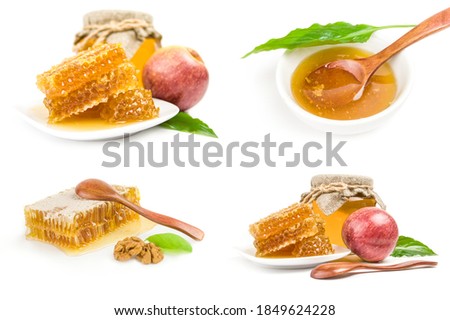 Group of honey over a white background