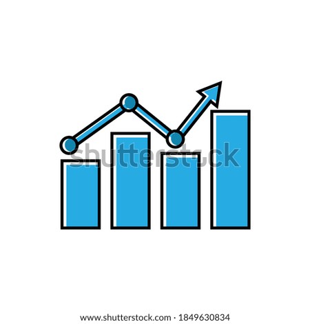 Chart flat icon, arrow go up, bar graph. line style icon. business icon. Design template vector
