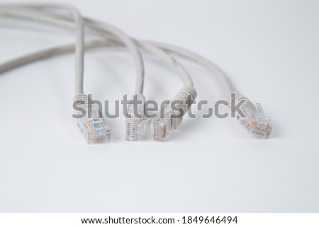 Internet LAN cable on a white background. Internet connection via cable.
