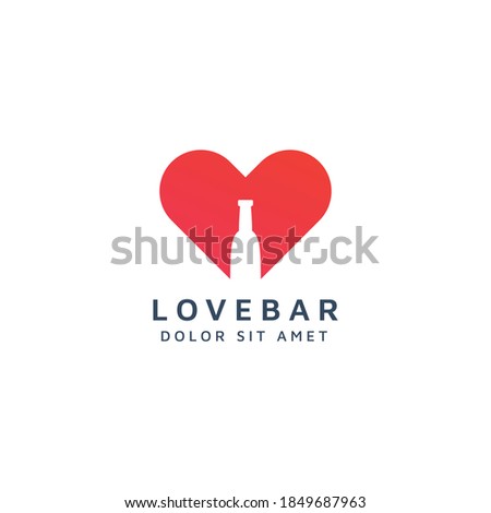 love and bar negative space logo design