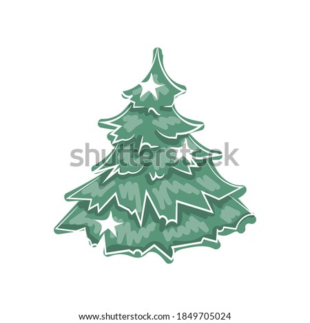 Single christmas tree clipart isolated on white background
