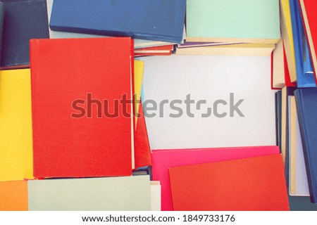 Books on the table with white space for text advertisements or notices