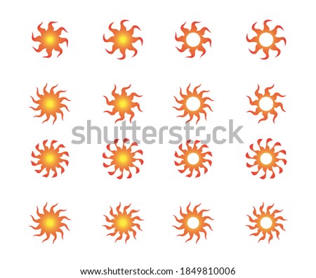 Abstract sun shines collection, vector logo elements and icons.