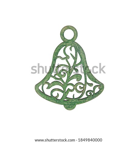 Christmas Tree Decoration
wooden Green Bell
Isolated on a White Background