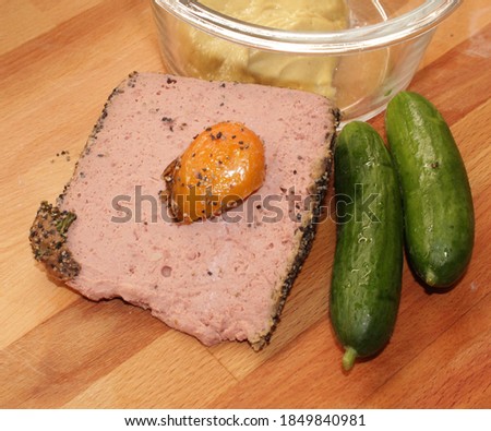 fresh tasty gourmet duck pate with cucumbers