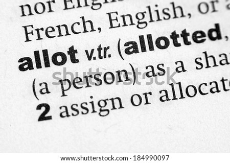 Dictionary definition of the word Allot