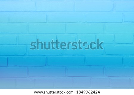 Neon brick wall background concept, blue color background