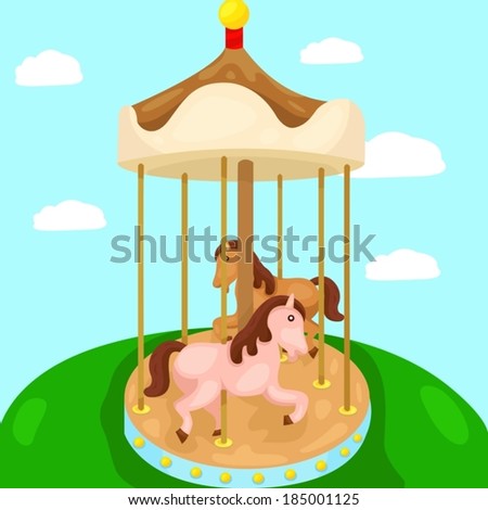 illustration of carousel merry go round in the park