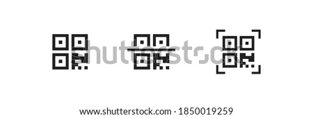 Qr code icon. Qrcode scan symbol. Mobile scanner, line web sign in vector flat style. Royalty-Free Stock Photo #1850019259