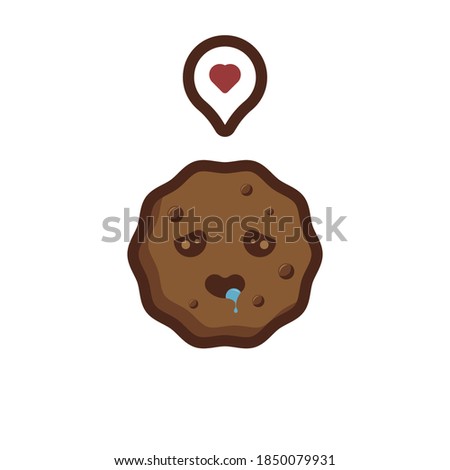 Illustration vector graphic cartoon character of cookie with hungry face
