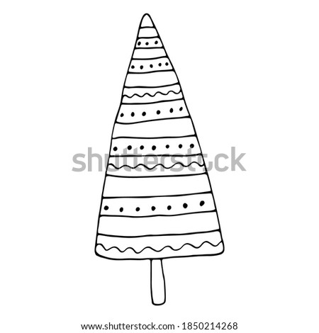 Hand drawn cChristmas tree isolated on white. Sketch winter icon for social media story and highlights