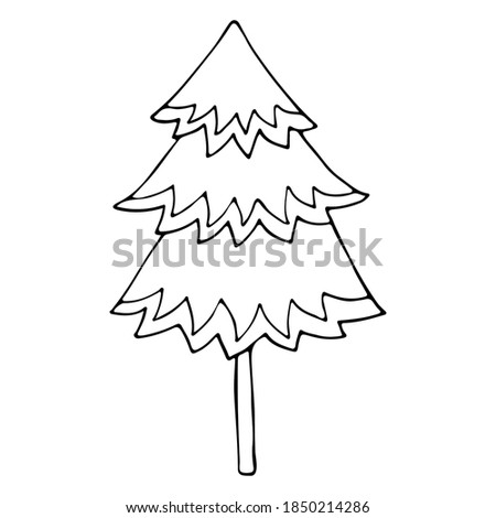 Hand drawn Christmas tree isolated on white. Sketch winter icon for social media story and highlights
