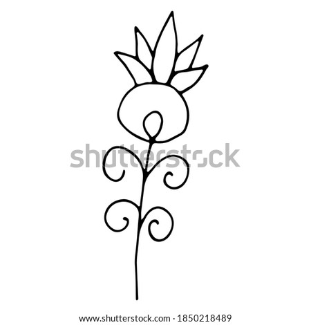 Decoration element for design invitation, wedding cards, valentines day. Simple floral doodle icon