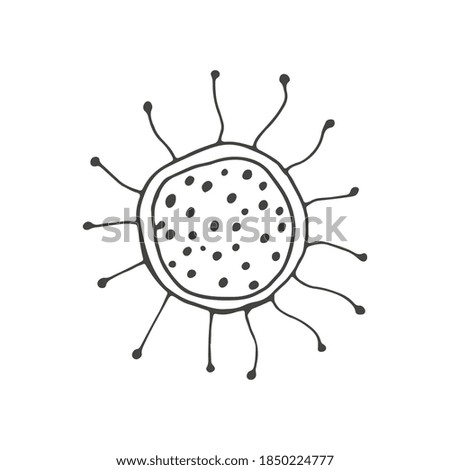 Hand drawn doodle microbe, virus isolated on white. Hand Drawn COVID-2019 Coronavirus Illustration